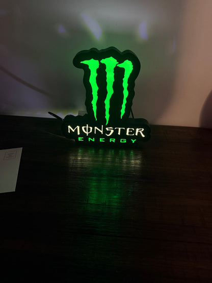 Monster Energy Logo LED Light-Up Sign – Claw Marks Gamer & Man Cave Night Light