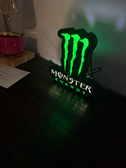 Monster Energy Logo LED Light-Up Sign – Claw Marks Gamer & Man Cave Night Light