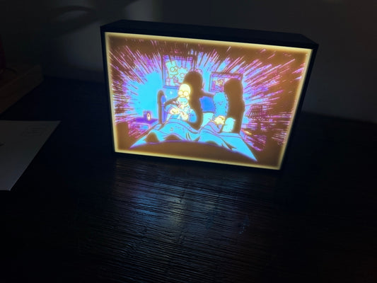 The Simpsons "Acid in the Bed" LED Lithophane Light – Homer's Battery Whittling Scene, Retro Cartoon Sign