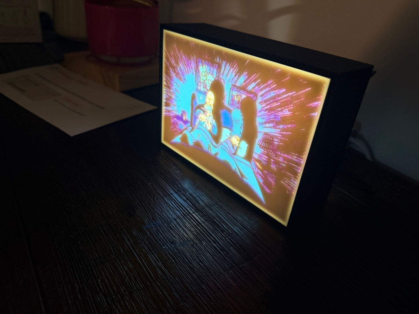 The Simpsons "Acid in the Bed" LED Lithophane Light – Homer's Battery Whittling Scene, Retro Cartoon Sign