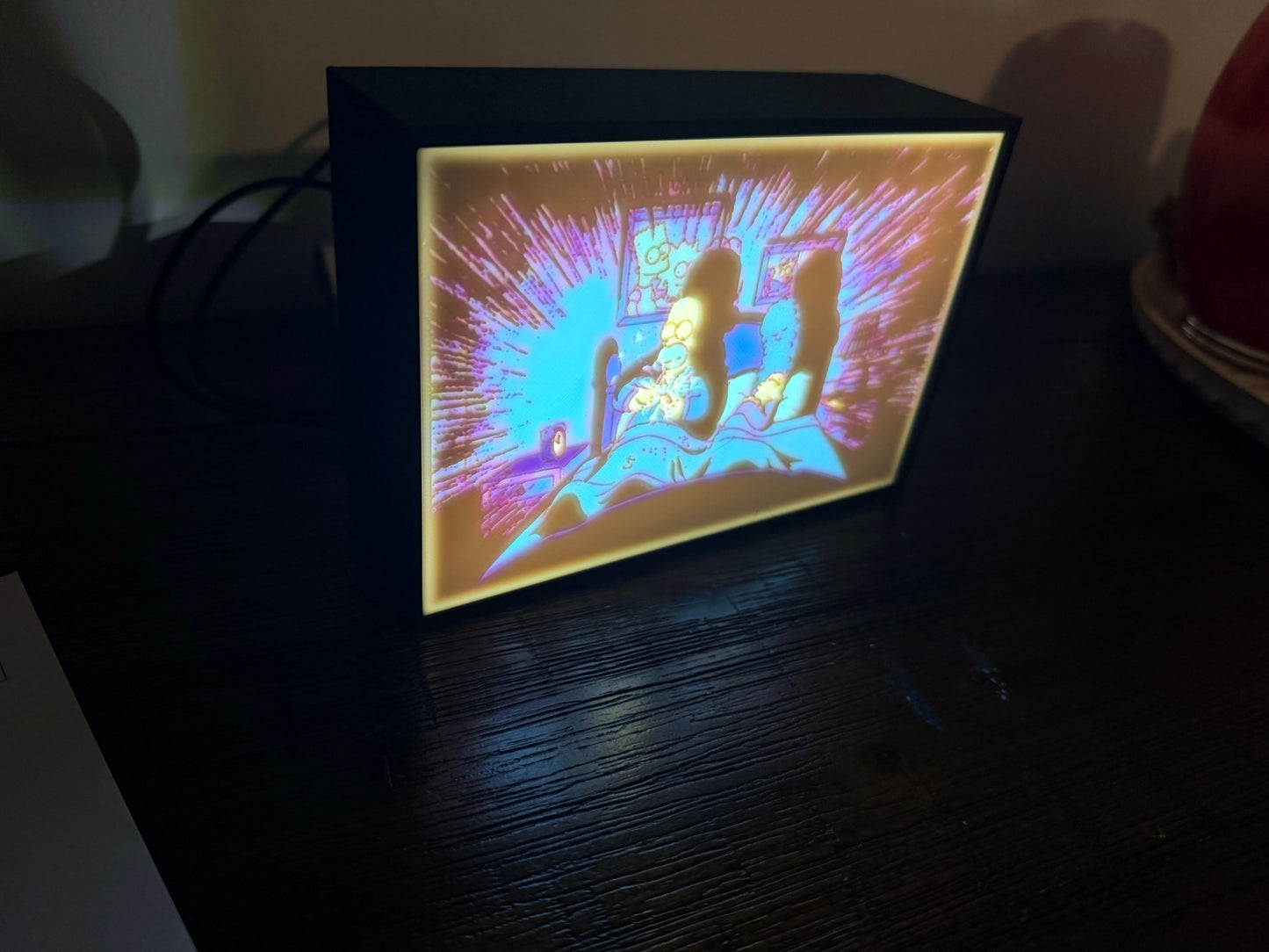 The Simpsons "Acid in the Bed" LED Lithophane Light – Homer's Battery Whittling Scene, Retro Cartoon Sign