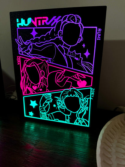 HUNTR/X K‑Pop Demon Hunters - LED Light Up Sign - USB Powered