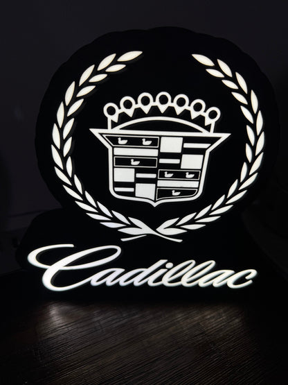 Cadillac Crest Logo - LED Light Up Sign - USB Powered