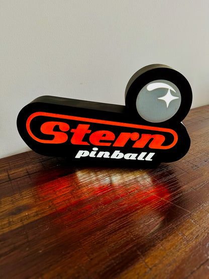 Stern Pinball Logo LED Sign, USB-Powered Night Light: Red & Silver USB Powered Sign