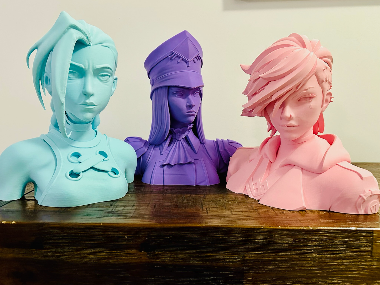 Arcane: Jinx, Vi, Isha & Caitlyn Bust Statues - 24cm Tall, Matte Finish
