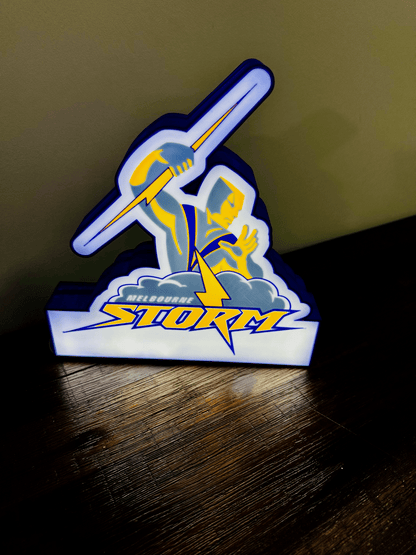Brightly Lit Melbourne Storm - NRL Team Light Up Sign / Wall Art - USB Powered