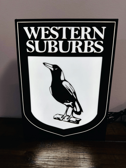 Western Suburbs Magpies - Team Logo - Light Box / Night Light