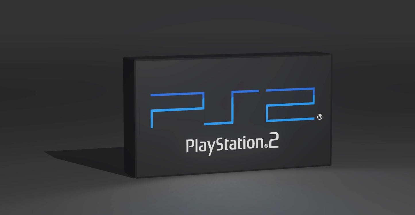 Sony Playstation 2 Logo - Original PS2 Colours - LED Light up wall art - USB Power