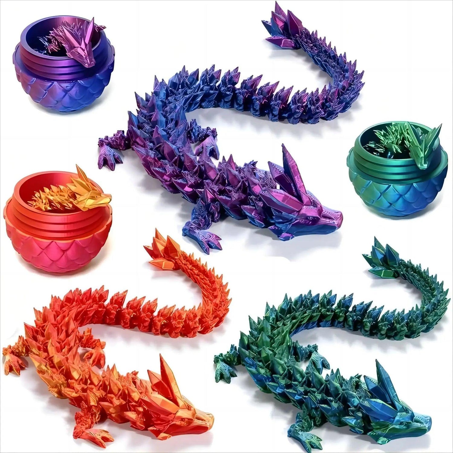Magical Flexible Dragon, Inside it's own egg! Various colours available! - Michael's 3D World