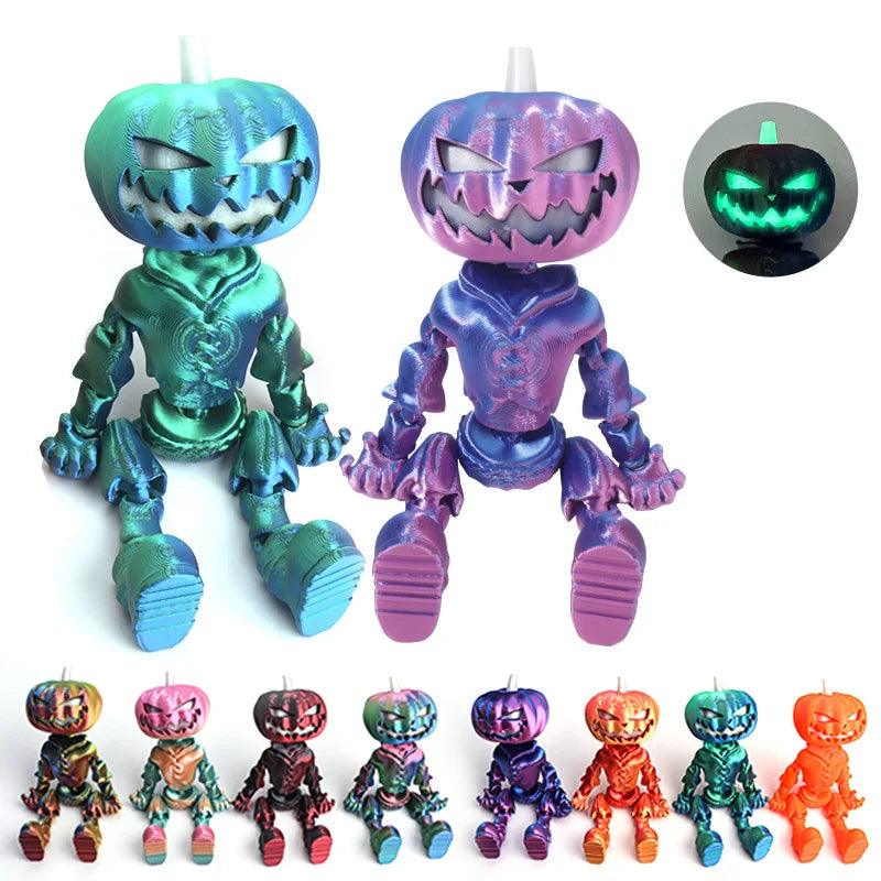 Halloween Decoration: Rainbow Flexible Pumpkin Head Skeleton with movement & Glow in the Dark Eyes - Michael's 3D World