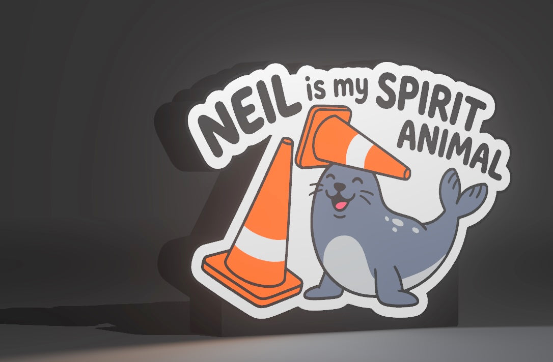Neil the Seal – "Neil Is My Spirit Animal" LED Light Up Sign / Night Light – USB Powered 🦭