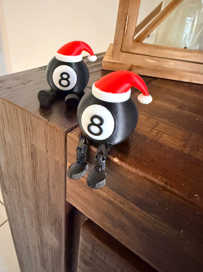 Christmas Fidget Toy - Festive Green Character with Santa Hat Holding 8-Ball - Stress Relief Desk Companion