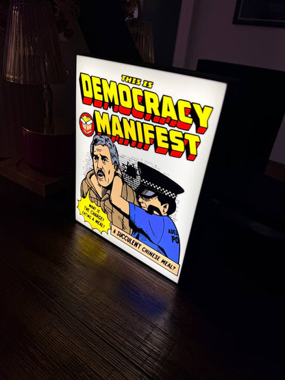 Democracy Manifest LED light-up sign - "This is Democracy Manifest" succulent Chinese meal Aussie meme wall art