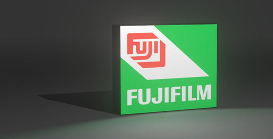 Fujifilm LED light up sign - green and red film camera brand logo