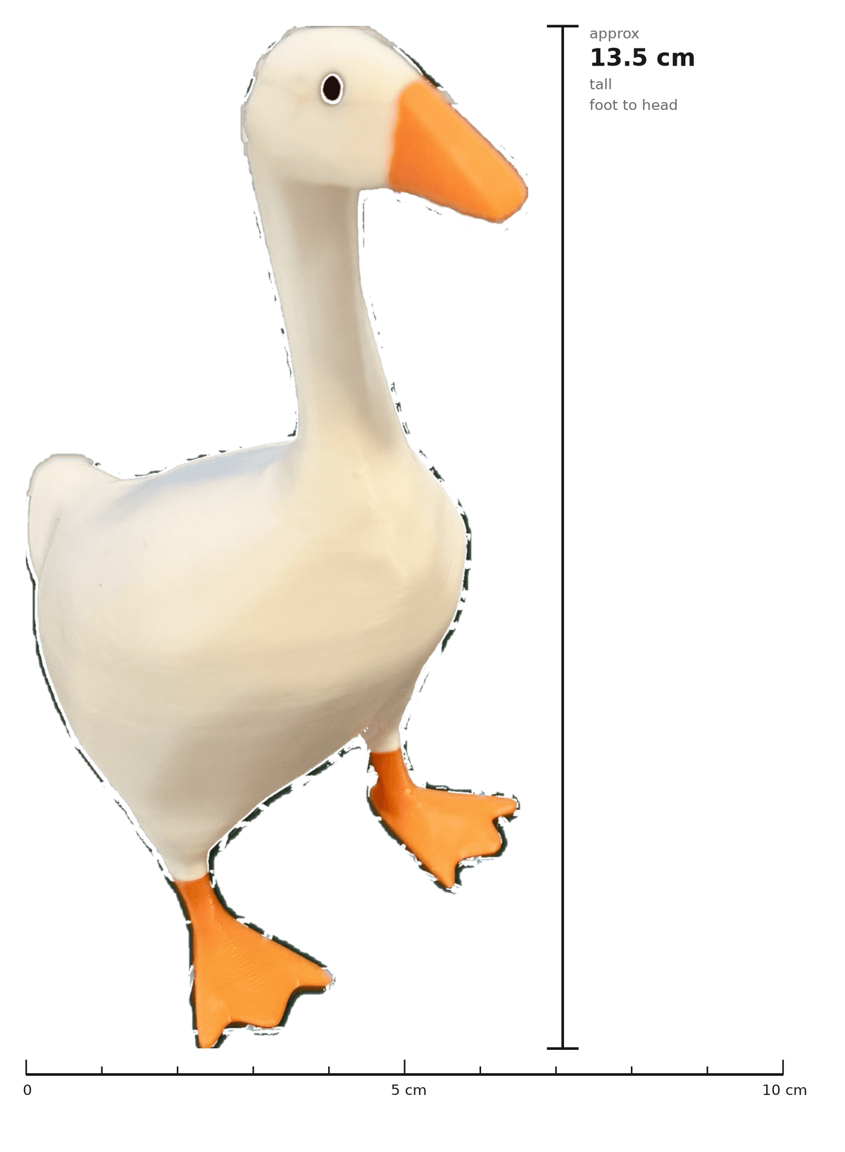 Untitled Goose figurine shown with a centimetre scale - approx. 13.5 cm tall