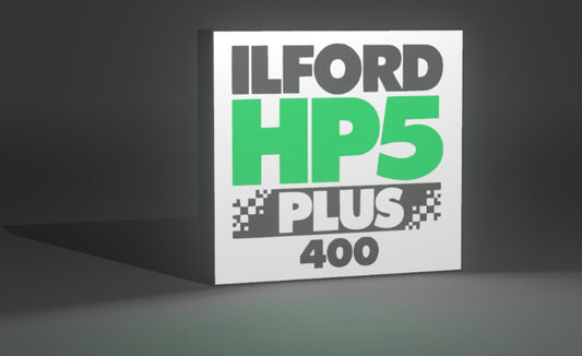 Ilford HP5 Plus 400 LED light up sign - black and white film box art
