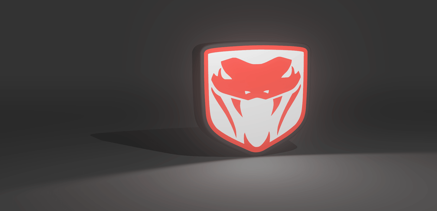 Dodge Viper 2010 Badge - LED Light up artwork / Illuminated Wall Art / LED Display