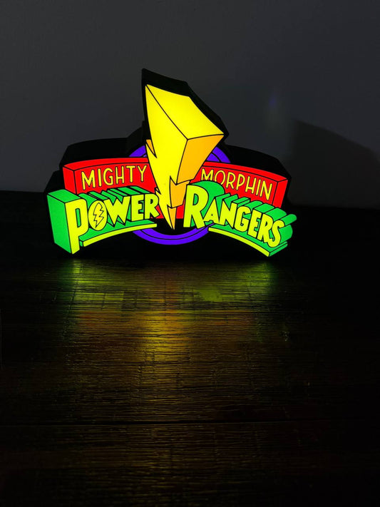 Mighty Morphin Power Rangers Logo - LED Light Up Sign / Night Light