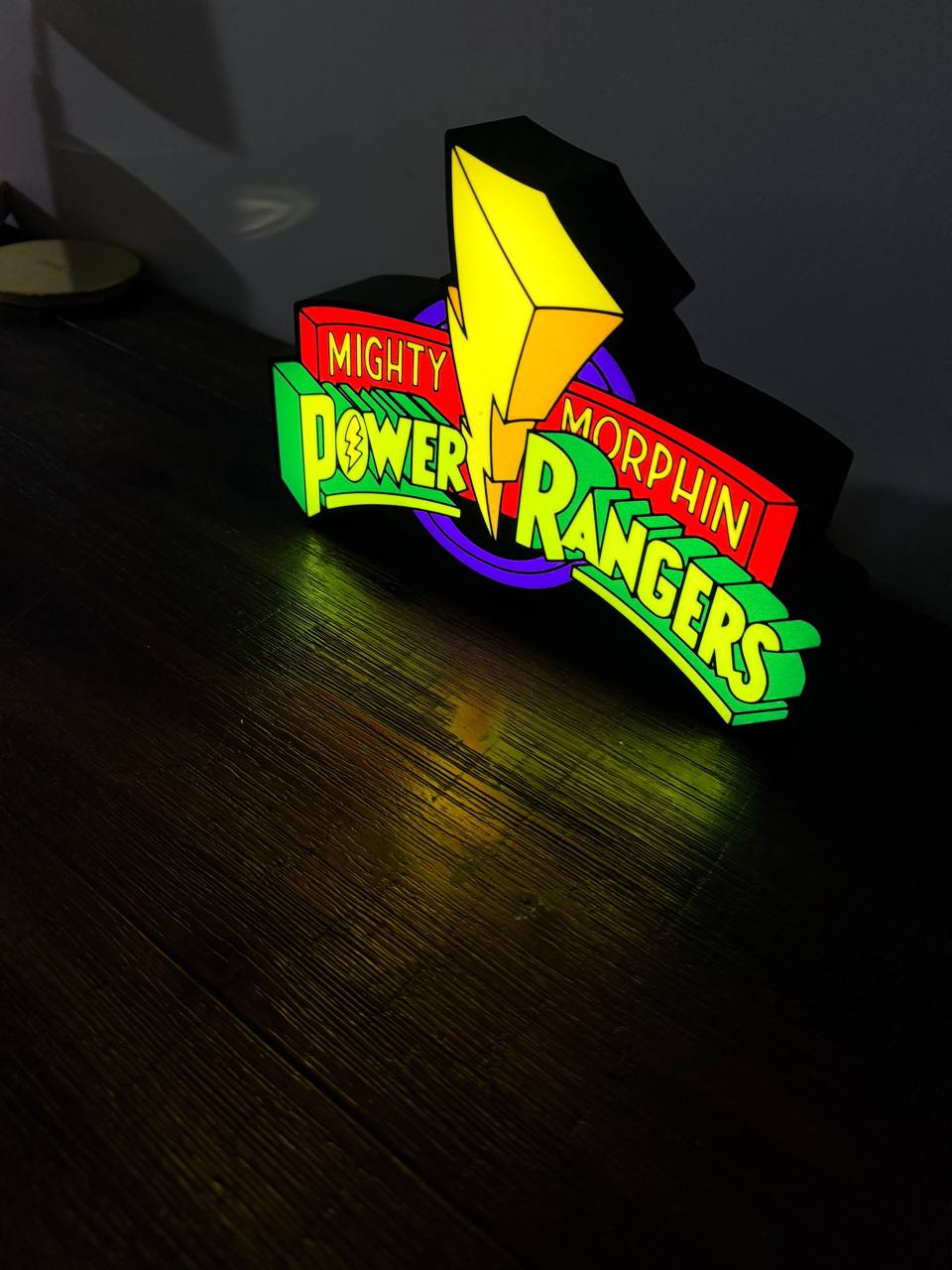 Mighty Morphin Power Rangers Logo - LED Light Up Sign / Night Light
