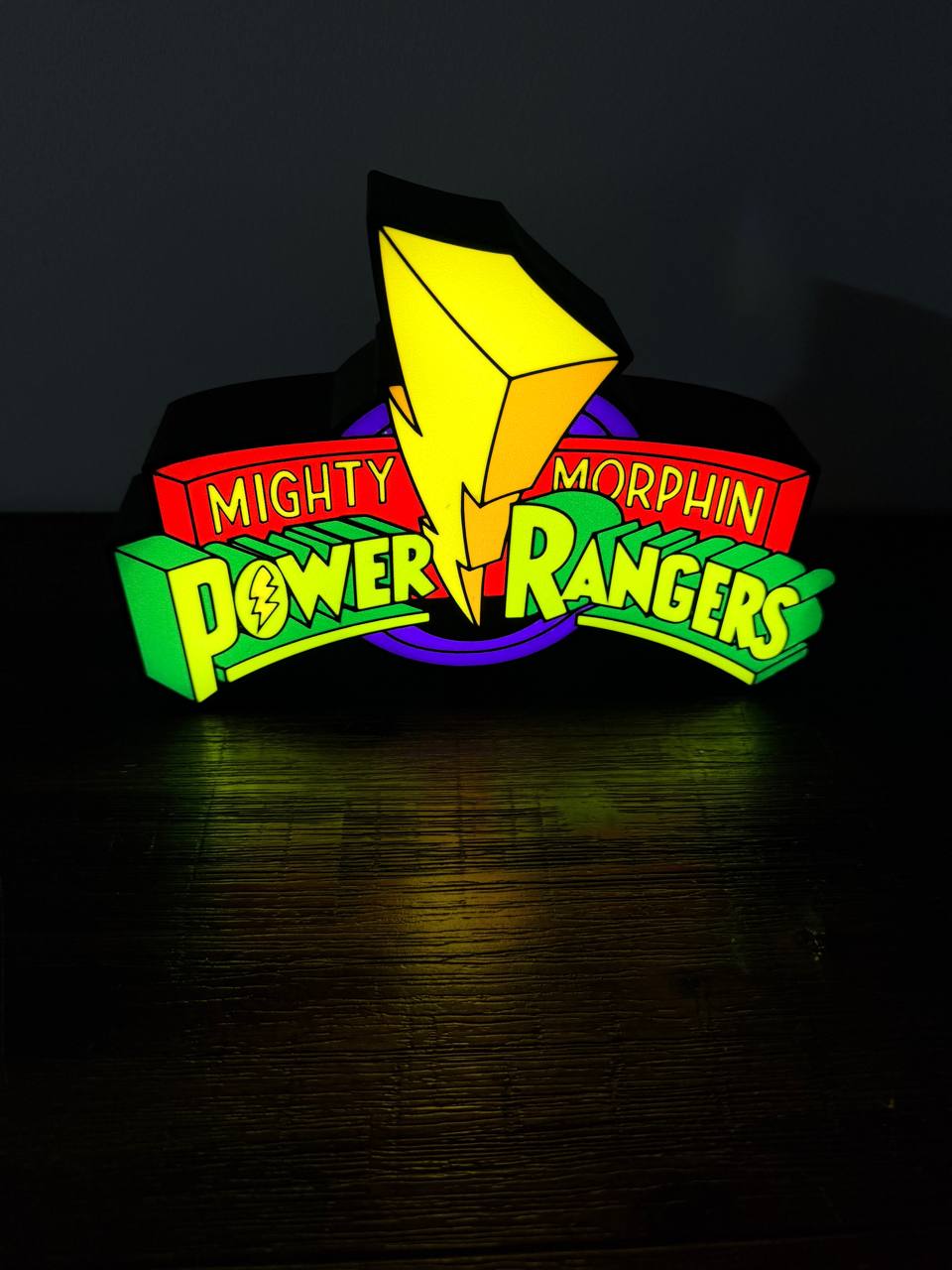 Mighty Morphin Power Rangers Logo - LED Light Up Sign / Night Light
