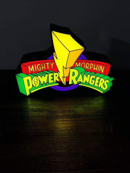 Mighty Morphin Power Rangers Logo - LED Light Up Sign / Night Light