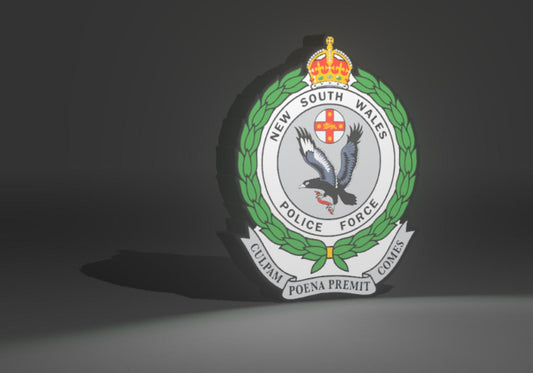 NSW Police Force crest LED light up sign - New South Wales Police Force badge (Police Force ring)