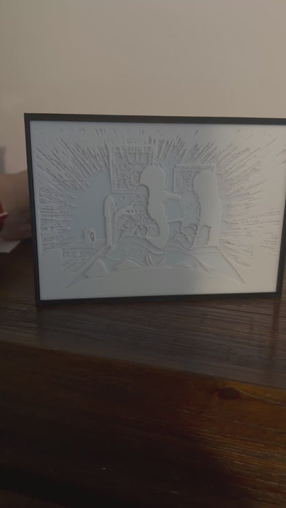 The Simpsons "Acid in the Bed" LED Lithophane Light – Homer's Battery Whittling Scene, Retro Cartoon Sign