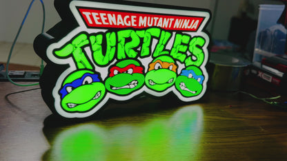 TMNT - Tortugas Ninja Adolescentes Mutantes - Con Caras - Luz de Noche / Caja de Luz / Arte de Pared Iluminado