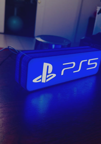 Playstation PS5 - Blau-weißes Mini-Leuchtschild / Nachtlicht - Stromversorgung über USB