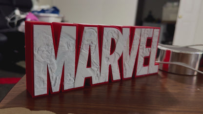 Marvel Light Up Full Colour Comic Art Logo - LED Lit, USB Powered Light Up Sign / Night Light Wall Art - 25cm Wide