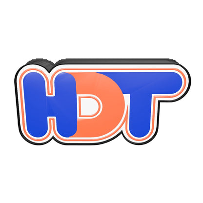 Holden HDT logo LED light box, blue lettering with white surround on red disc