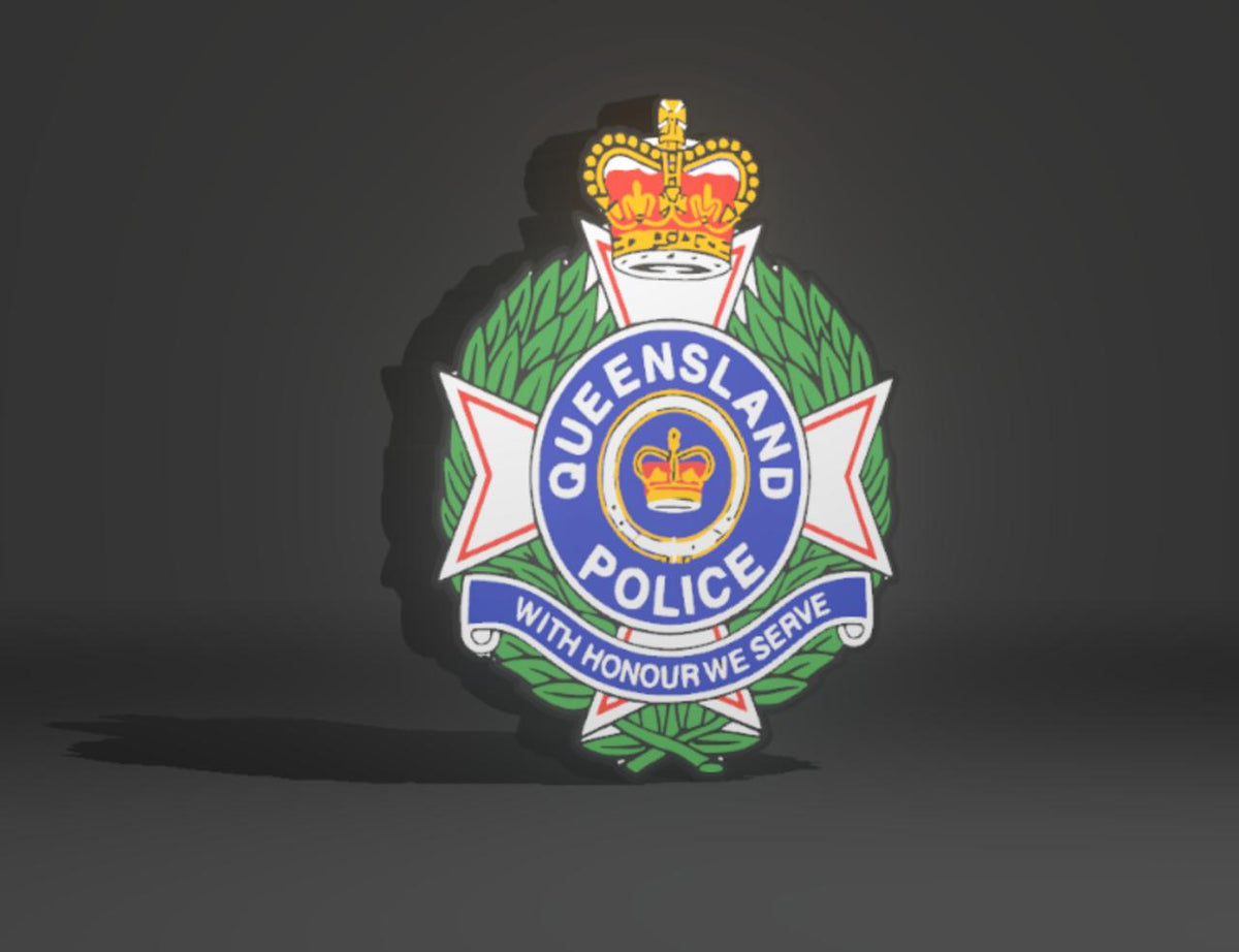 Queensland Police Service LED light up sign - QLD Police badge