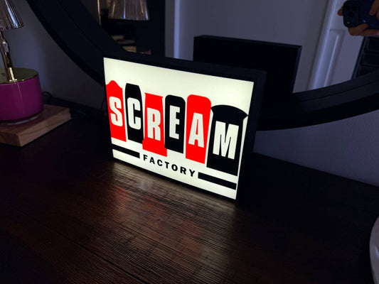 Scream Factory LED Light-Up Sign – Cult Horror Blu-Ray Label Logo, Physical Media Collector Gift
