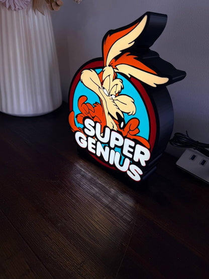 Wile E. Coyote Super Genius — Looney Tunes LED Light-Up Sign / Wall Art / Night Light