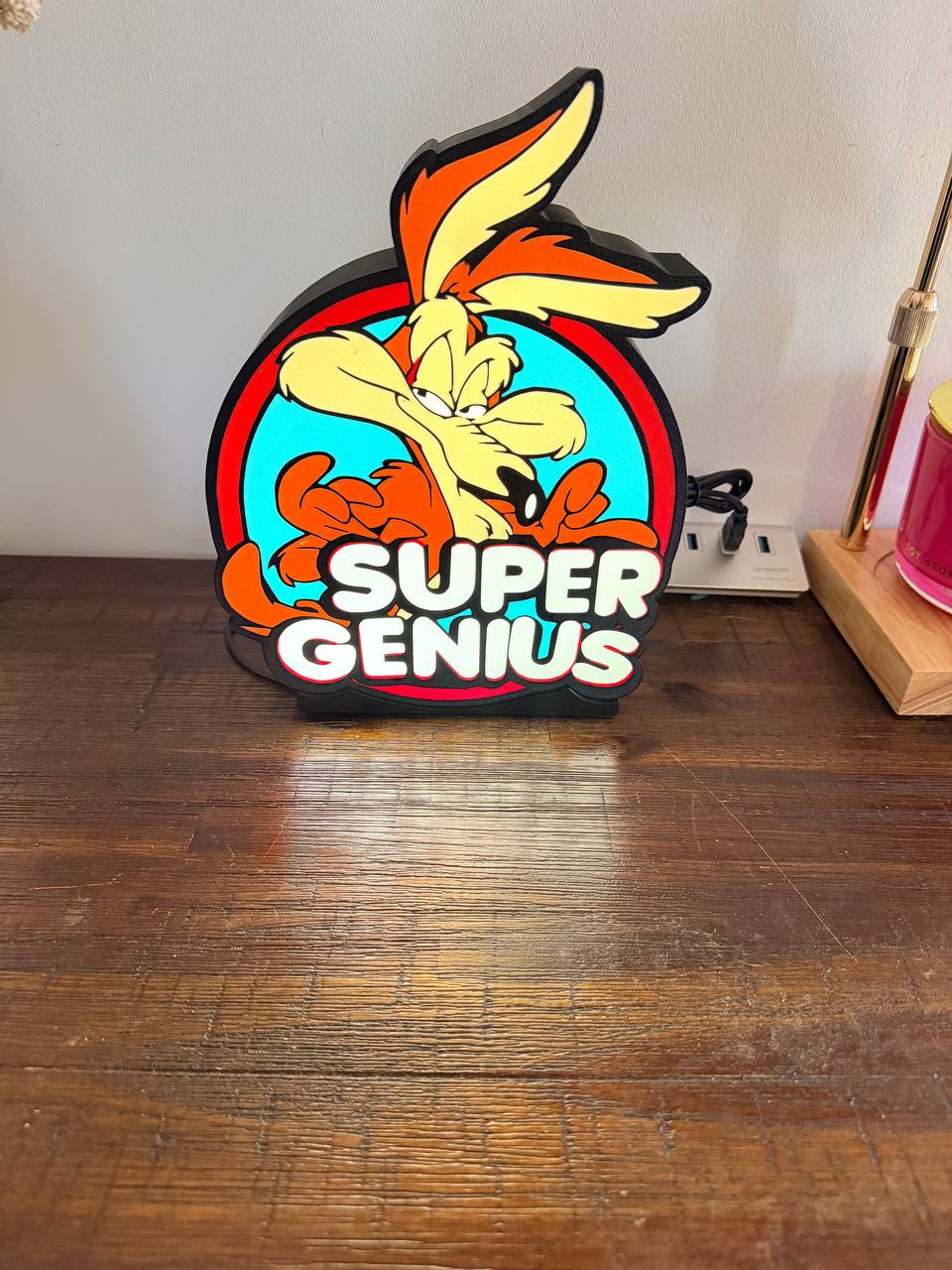 Wile E. Coyote Super Genius — Looney Tunes LED Light-Up Sign / Wall Art / Night Light