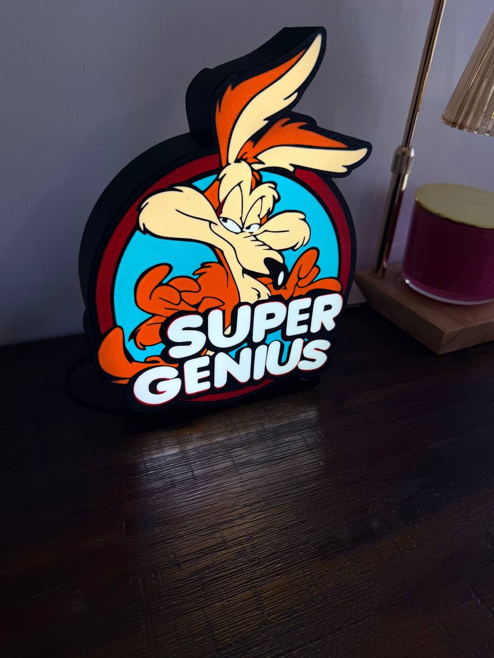 Wile E. Coyote Super Genius — Looney Tunes LED Light-Up Sign / Wall Art / Night Light