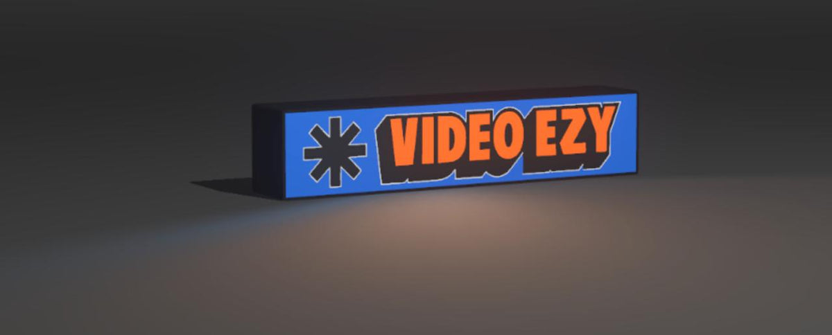 Video Ezy long logo LED sign - Blue background