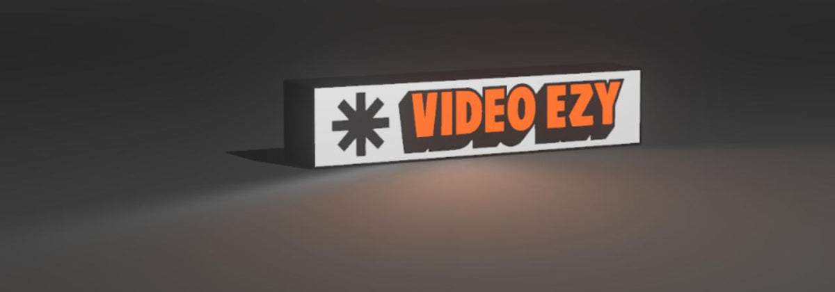 Video Ezy long logo LED sign - White background
